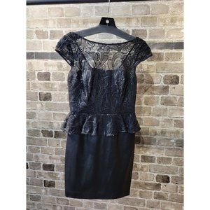 *NWT* AIDAN MATTOX Black Leather Peplum Pencil Skirt Dress Sizes 0 4